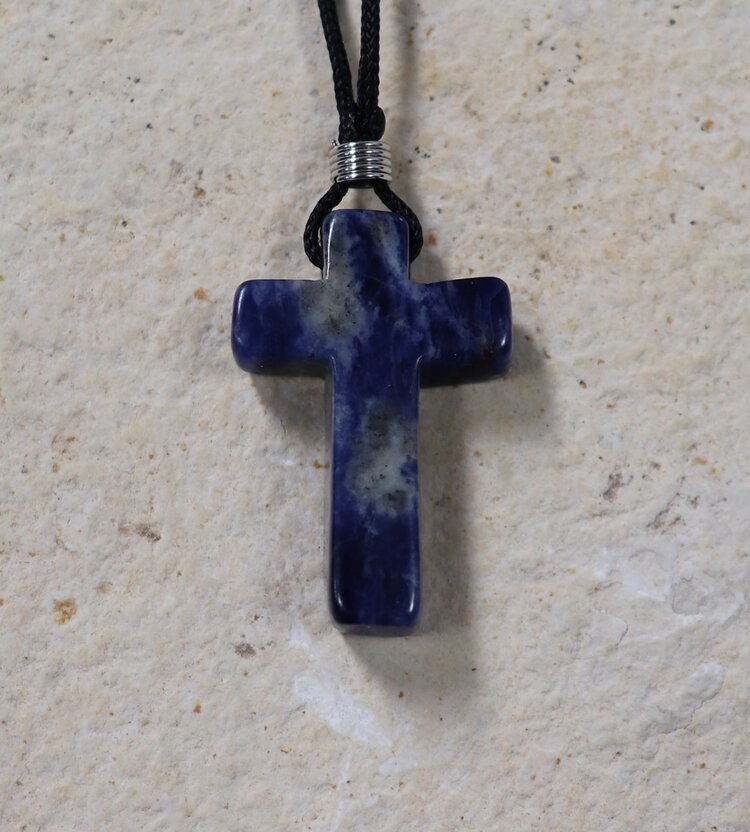 Carved Cross Gemstone Necklace
