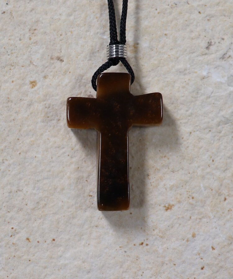 Carved Cross Gemstone Necklace