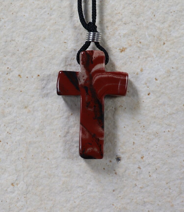 Carved Cross Gemstone Necklace