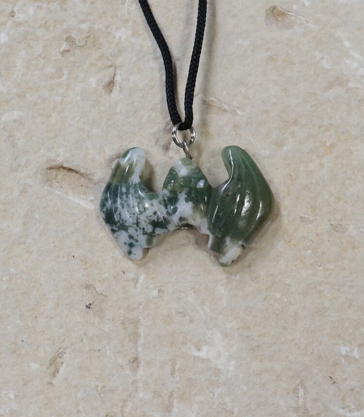 Carved Bat Gemstone Necklace
