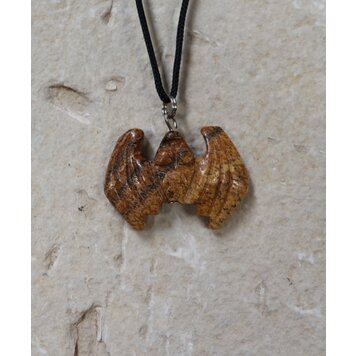 Carved Bat Gemstone Necklace