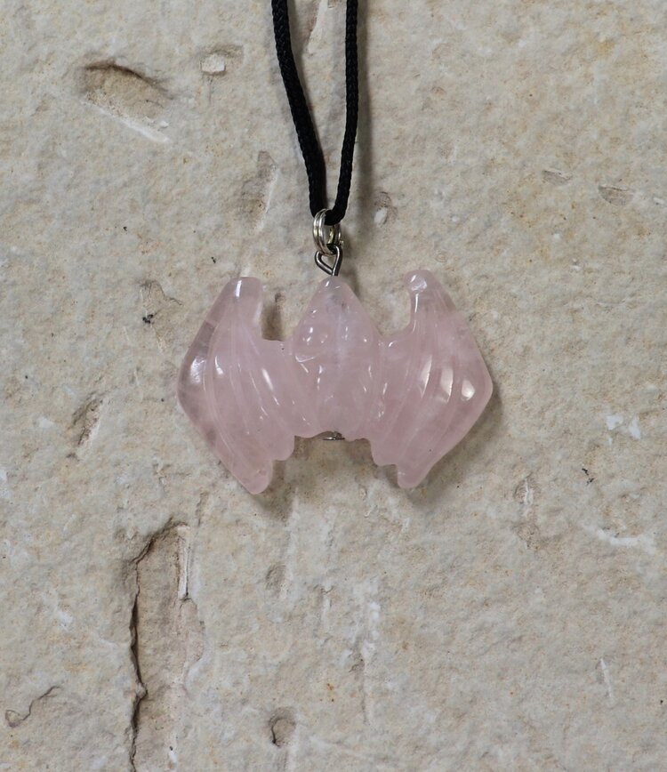 Carved Bat Gemstone Necklace