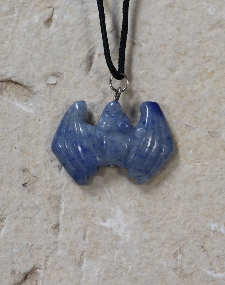 Carved Bat Gemstone Necklace
