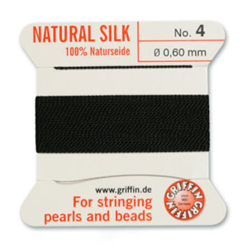 Black Griffin Natural Silk Bead Cord #4 .60mm