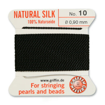 Black Griffin Natural Silk Bead Cord #10 .90mm