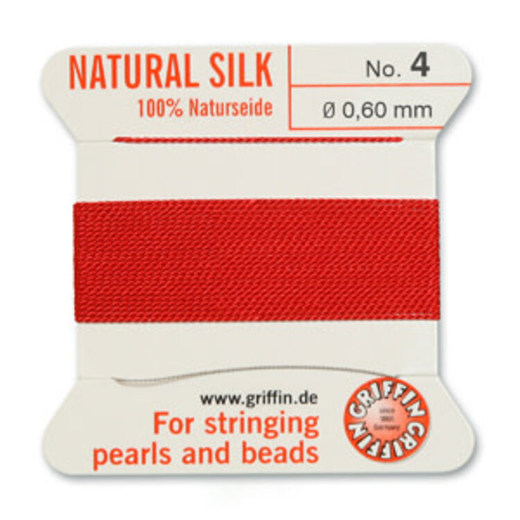 Red Griffin Natural Silk Bead Cord #4 .60mm