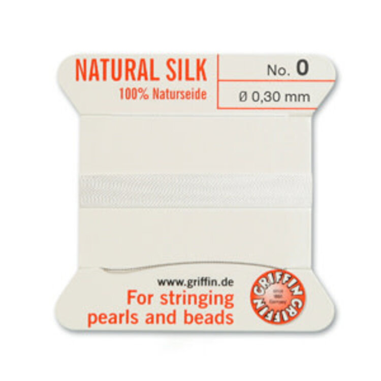 White Griffin Natural Silk Bead Cord #0 .30mm