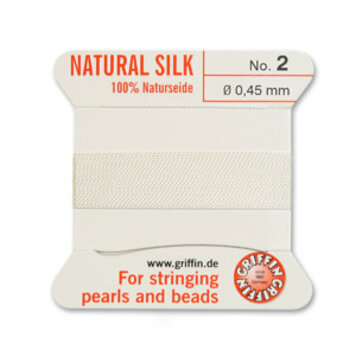 White Griffin Natural Silk Bead Cord #2 .45mm