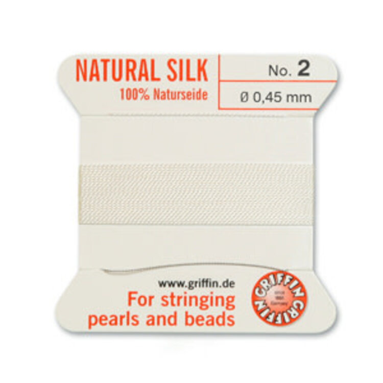 White Griffin Natural Silk Bead Cord #2 .45mm