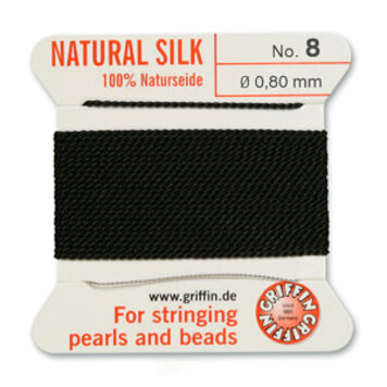 Black Griffin Natural Silk Bead Cord #8 .80mm