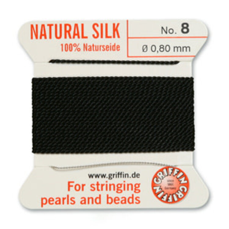 Black Griffin Natural Silk Bead Cord #8 .80mm
