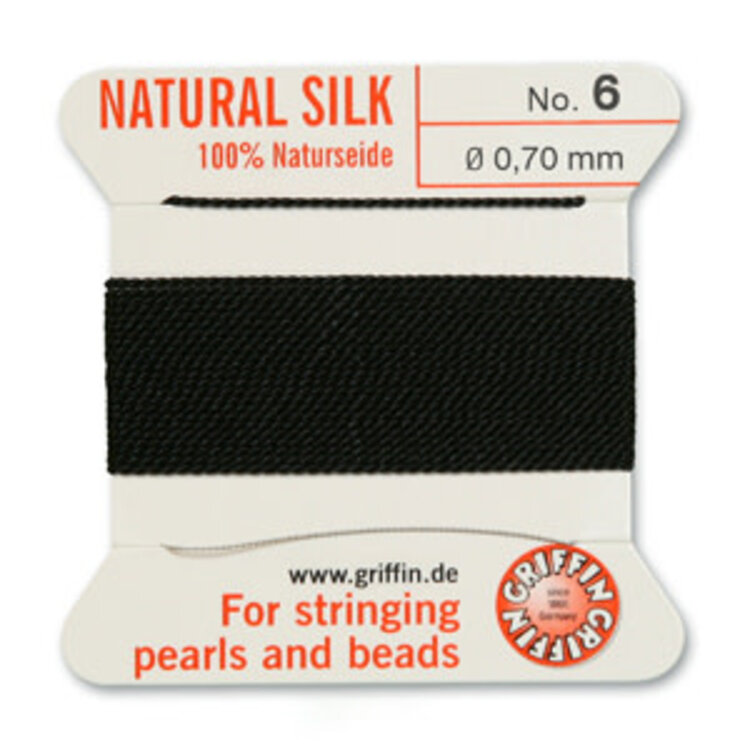 Black Griffin Natural Silk Bead Cord #6 .70mm
