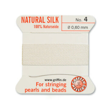 White Griffin Natural Silk Bead Cord #4 .60mm