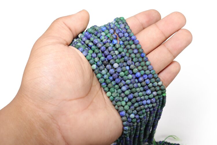 Matte Azurite Malachite Rounds 6mm Grade A