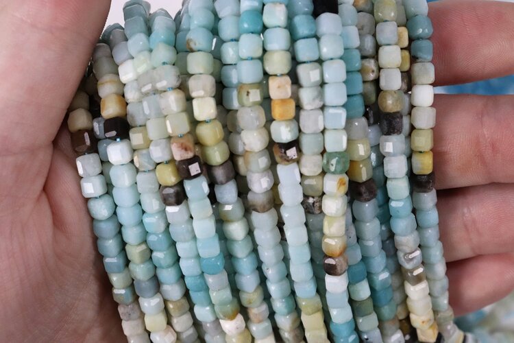 Amazonite Faceted Cube 4mm