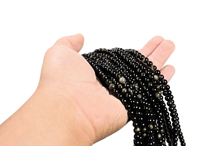 Gold Sheen Obsidian Rounds 6mm