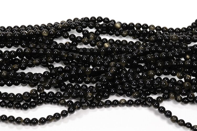 Gold Sheen Obsidian Rounds 8mm