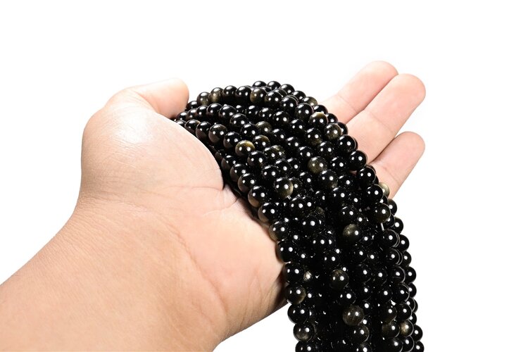 Gold Sheen Obsidian Rounds 8mm