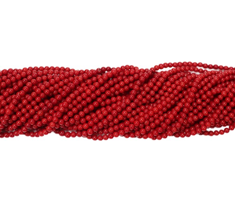 Red Bamboo Coral Rounds 3mm Dyed