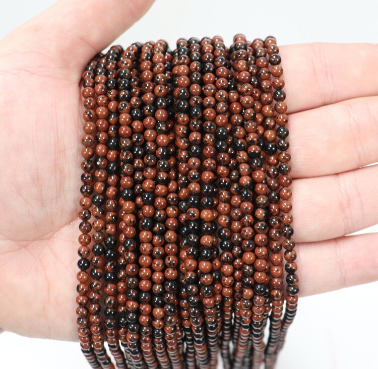 Mahogany Obsidian Rounds 3mm