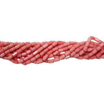 Bamboo Coral Faceted Tube Pink Dyed 6x4mm