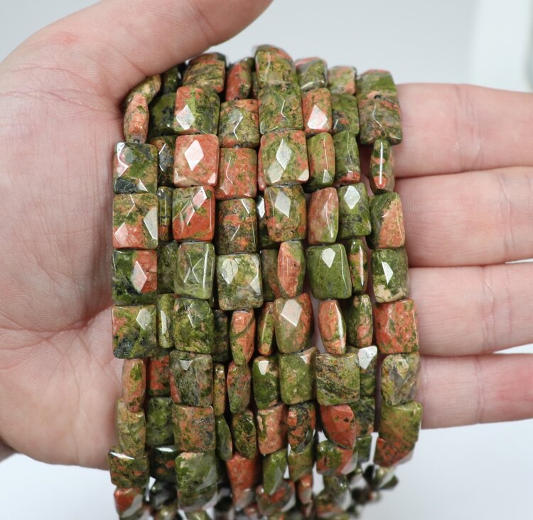 Unakite Faceted Rectangle 8x10mm