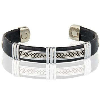 Leather Copper Cuff in Silver