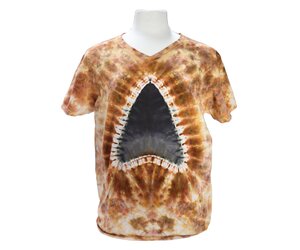 V-Neck Megalodon Shark Tooth Tie-Dye T-shirt - Mama's Minerals