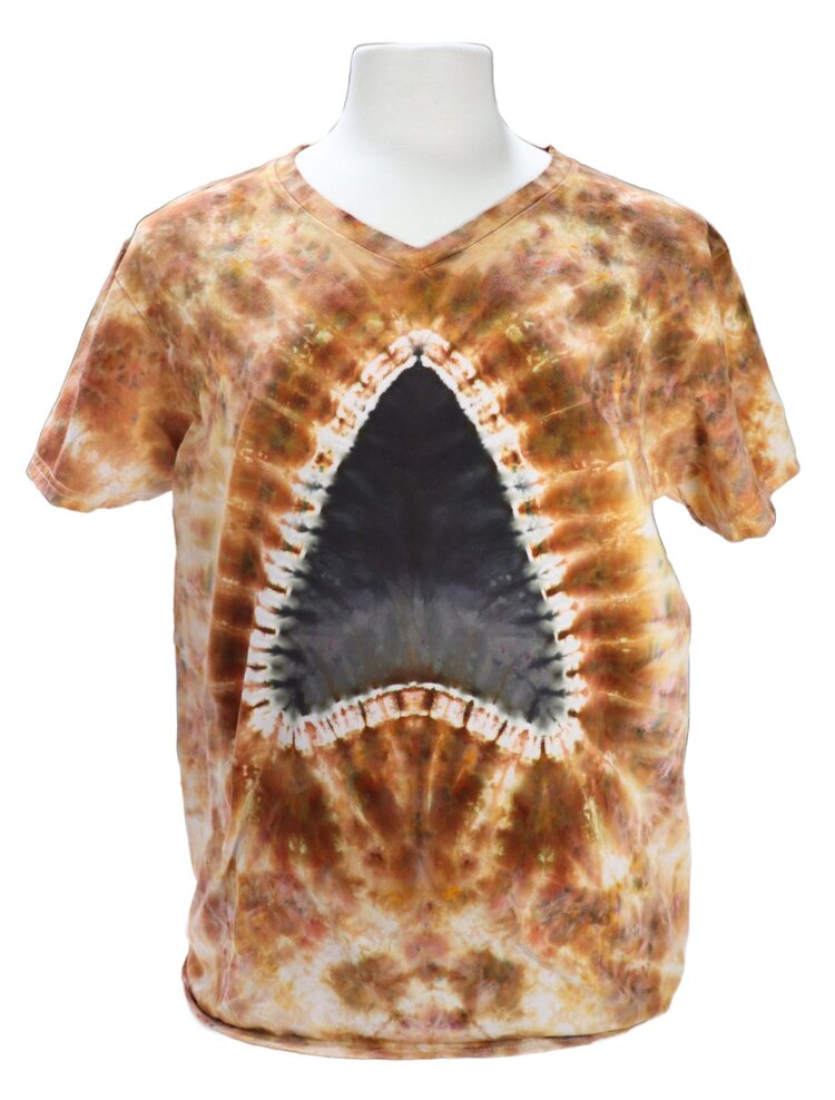 V-Neck Megalodon Shark Tooth Tie-Dye T-shirt