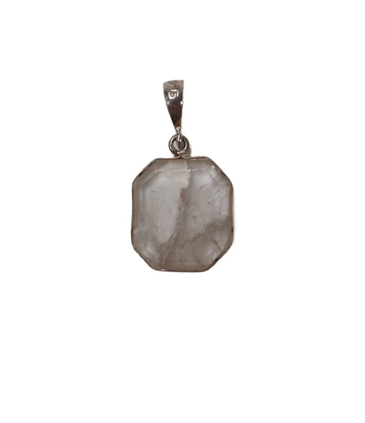 Topaz Slice with Sterling Silver Bezel Pendant