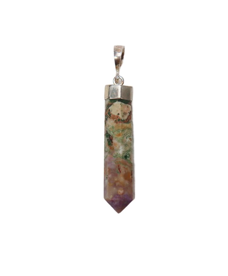 Serpentine & Fluorite Pendant with Sterling Silver Bolivia