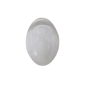 Selenite Palm Stone with Goddess Engraving