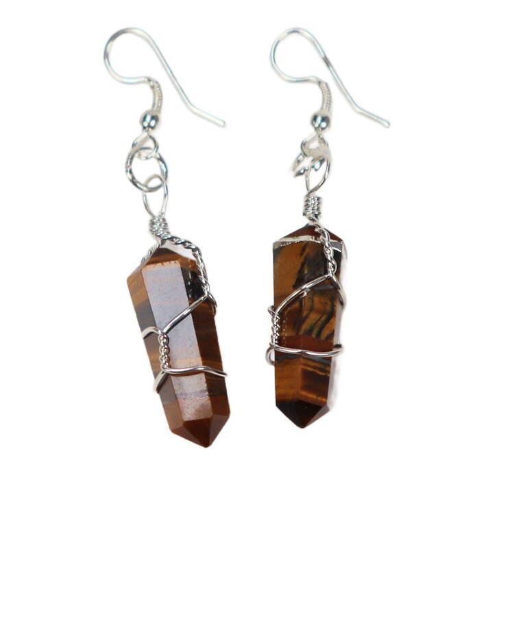 Double Terminated Point Wire Wrapped Earrings