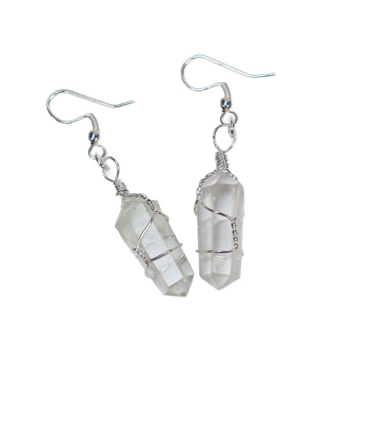 Double Terminated Point Wire Wrapped Earrings