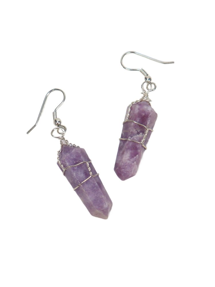 Double Terminated Point Wire Wrapped Earrings