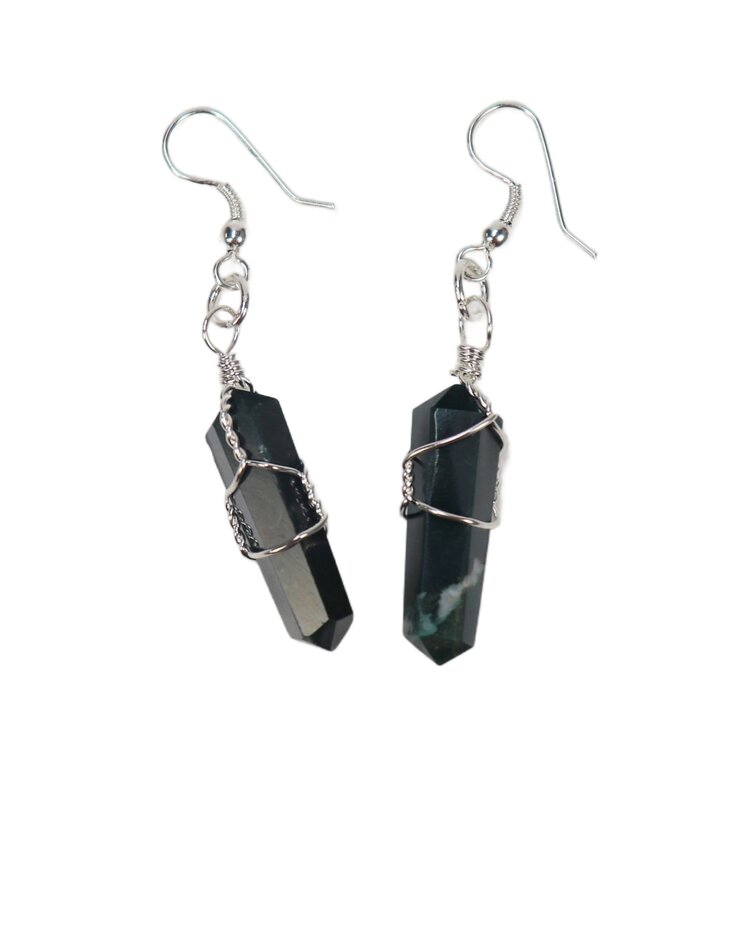 Double Terminated Point Wire Wrapped Earrings