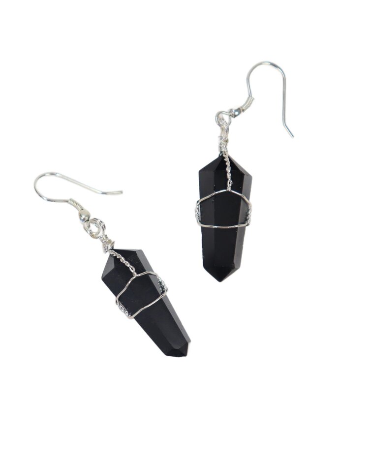 Double Terminated Point Wire Wrapped Earrings