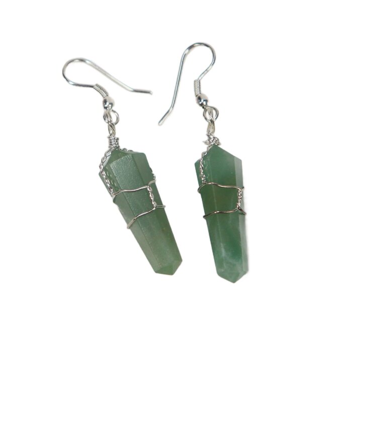 Double Terminated Point Wire Wrapped Earrings