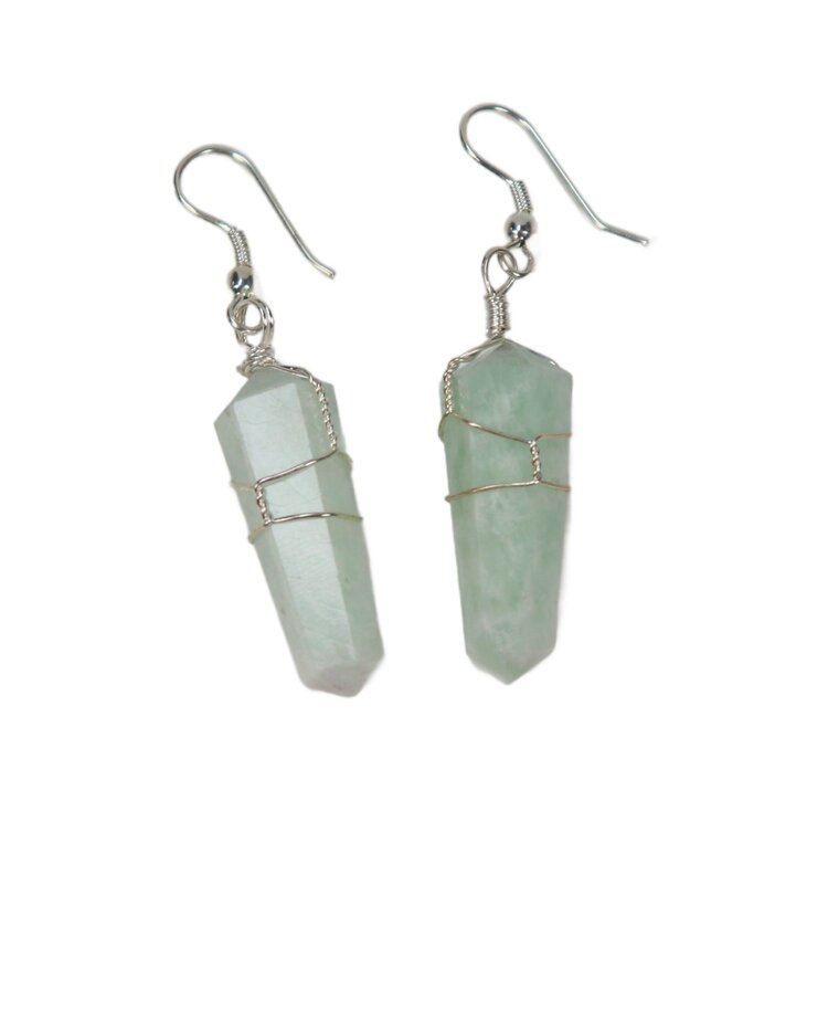 Double Terminated Point Wire Wrapped Earrings