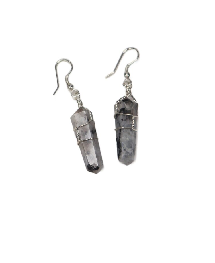 Double Terminated Point Wire Wrapped Earrings