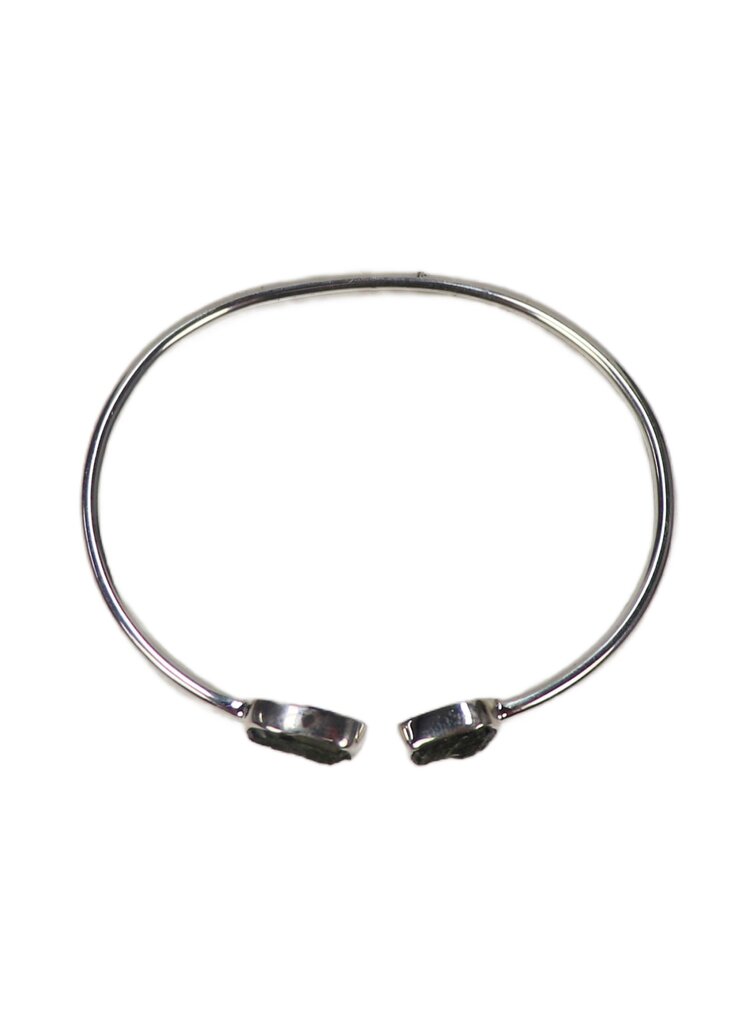 Moldavite Open Bangle Bracelet