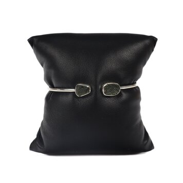 Moldavite Open Bangle Bracelet