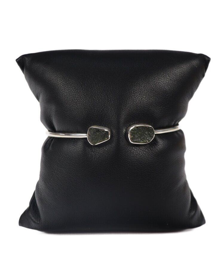 Moldavite Open Bangle Bracelet