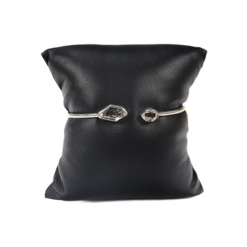 Herkimer Diamond Open Bangle Bracelet