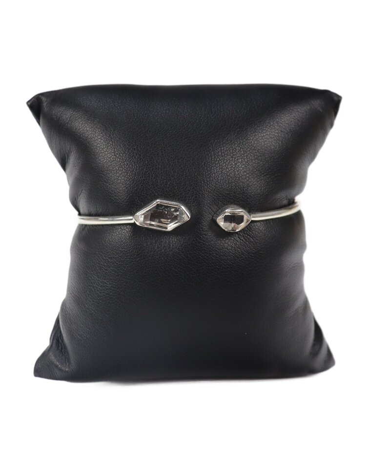 Herkimer Diamond Open Bangle Bracelet