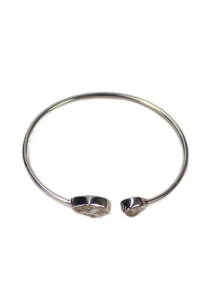 Herkimer Diamond Open Bangle Bracelet
