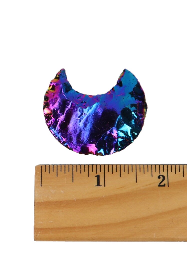 Rainbow Titanium Obsidian Crescent Moon