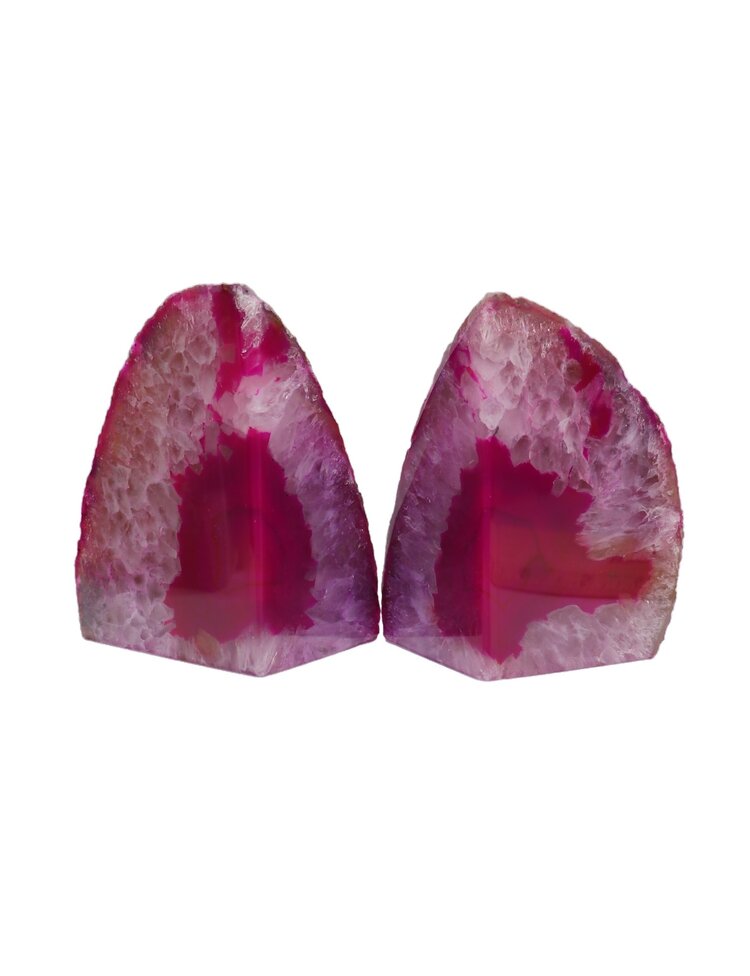 Dyed Pink Agate Bookends