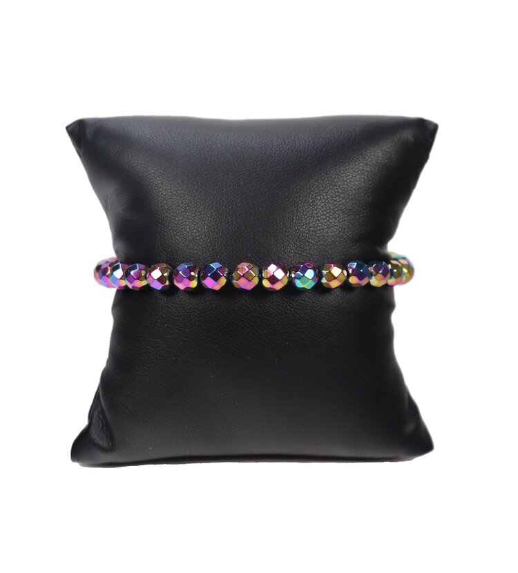 Rainbow Hematite 6mm Faceted Bracelet