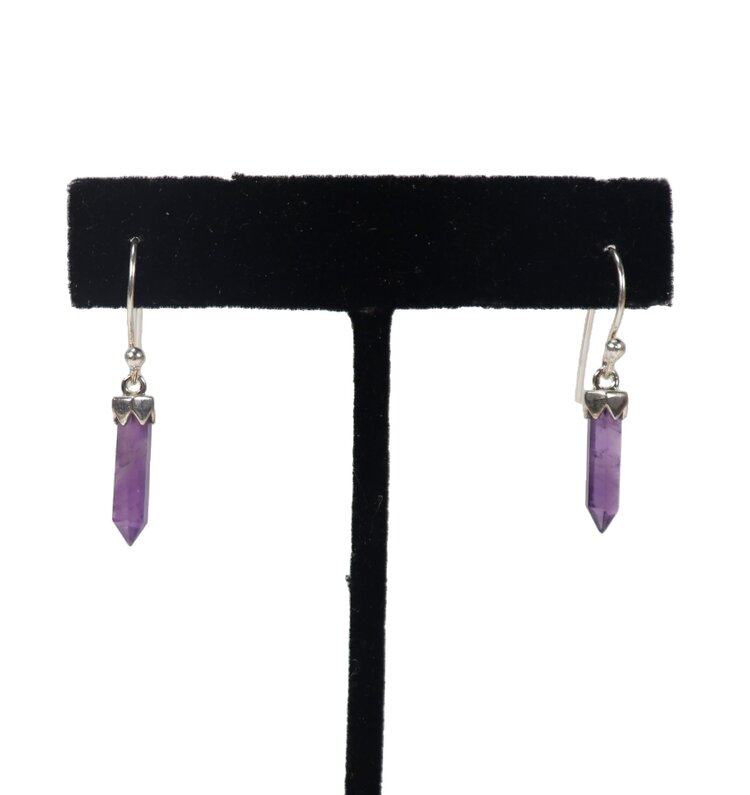 Sterling Silver Pencil Point Gemstone Earring